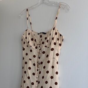 Zara Cream Maxi Dress with Brown Polka Dots